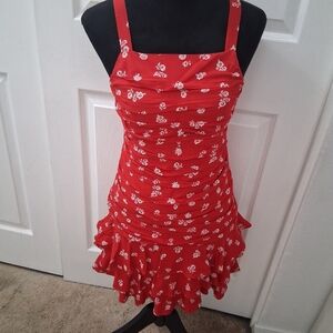 NWT Bardot Junior Red Lia Floral Ruched Dress  Size 16(XL)